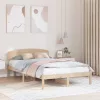 Ágykeret fejtámlával Barna 135 x 190 cm Tömör fenyőfa