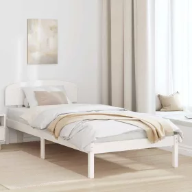 Ágykeret fejtámlával Fehér 90 x 200 cm Tömör fenyőfa