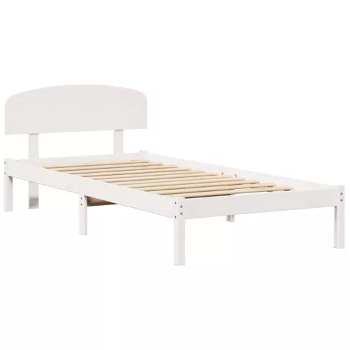 Ágykeret fejtámlával Fehér 90 x 200 cm Tömör fenyőfa