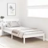 Ágykeret fejtámlával Fehér 90 x 190 cm Tömör fenyőfa