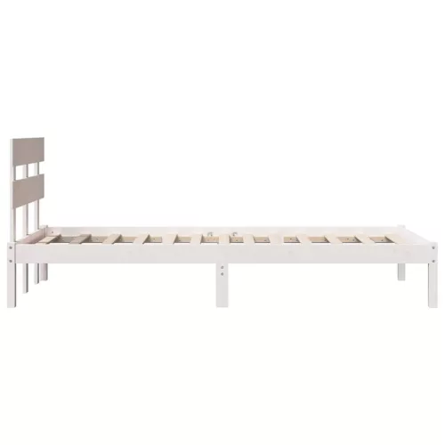 Ágykeret fejtámlával Fehér 90 x 190 cm Tömör fenyőfa