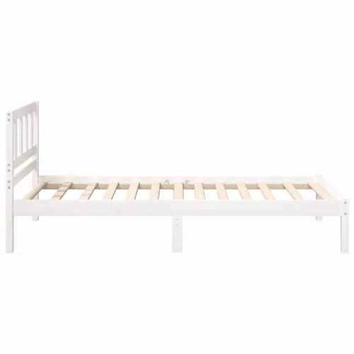 Ágykeret fejtámlával Fehér 90 x 200 cm Tömör fenyőfa