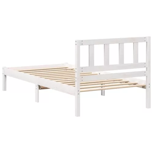 Ágykeret fejtámlával Fehér 90 x 200 cm Tömör fenyőfa
