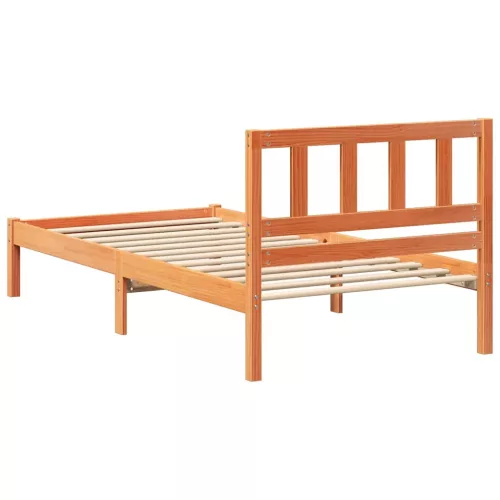 Ágykeret fejtámlával Viaszbarna 100 x 200 cm Tömör fenyőfa