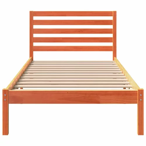 Ágykeret fejtámlával Viaszbarna 90 x 200 cm Tömör fenyőfa