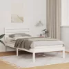 Ágykeret fejtámlával Fehér 90 x 190 cm Tömör fenyőfa
