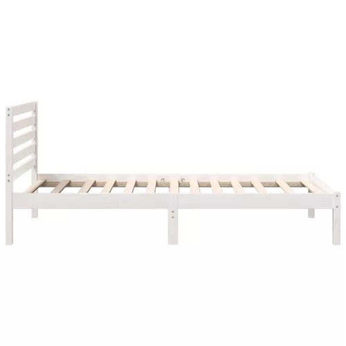 Ágykeret fejtámlával Fehér 90 x 190 cm Tömör fenyőfa
