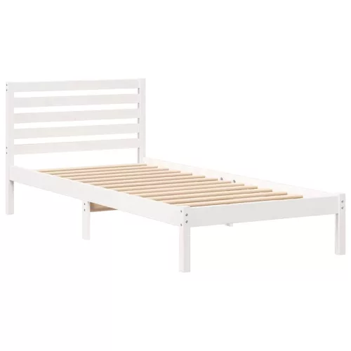 Ágykeret fejtámlával Fehér 80 x 210 cm Tömör fenyőfa