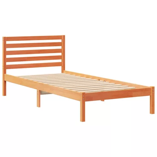 Ágykeret fejtámlával Viaszbarna 80 x 210 cm Tömör fenyőfa