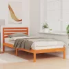 Ágykeret fejtámlával Viaszbarna 80 x 210 cm Tömör fenyőfa