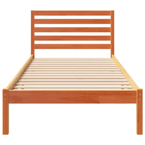 Ágykeret fejtámlával Viaszbarna 80 x 210 cm Tömör fenyőfa