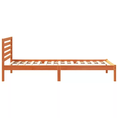 Ágykeret fejtámlával Viaszbarna 80 x 210 cm Tömör fenyőfa