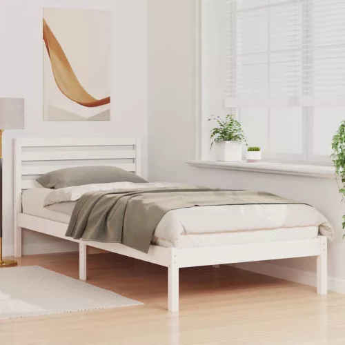 Ágykeret fejtámlával Fehér 100 x 220 cm Tömör fenyőfa