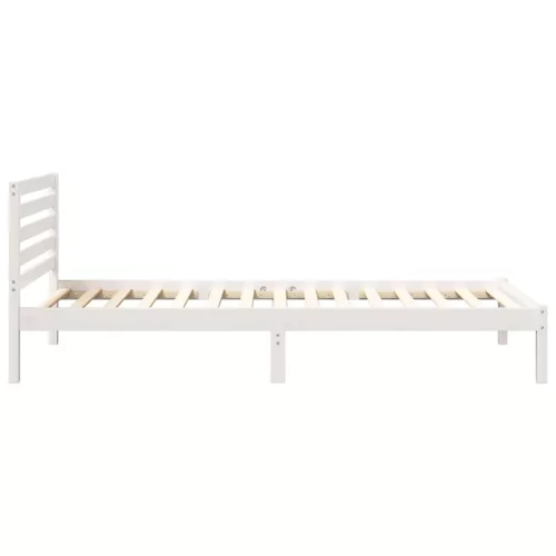 Ágykeret fejtámlával Fehér 100 x 220 cm Tömör fenyőfa
