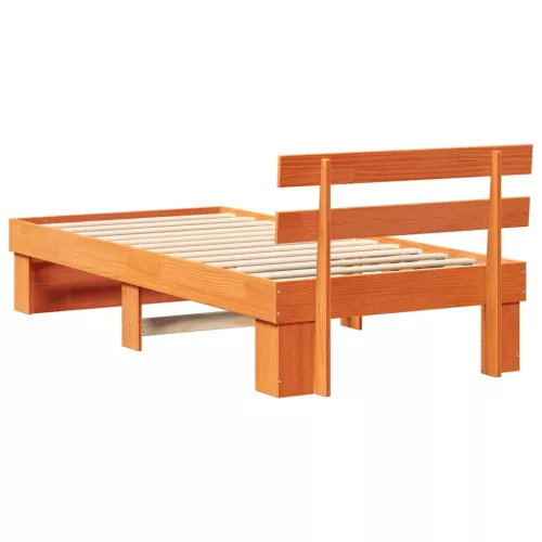 Ágykeret fejtámlával Viaszbarna 80 x 200 cm Tömör fenyőfa