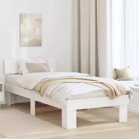 Ágykeret fejtámlával Fehér 90 x 200 cm Tömör fenyőfa