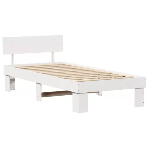Ágykeret fejtámlával Fehér 90 x 200 cm Tömör fenyőfa