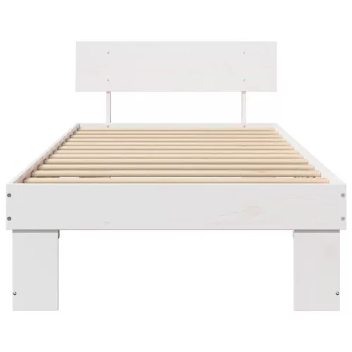 Ágykeret fejtámlával Fehér 90 x 200 cm Tömör fenyőfa