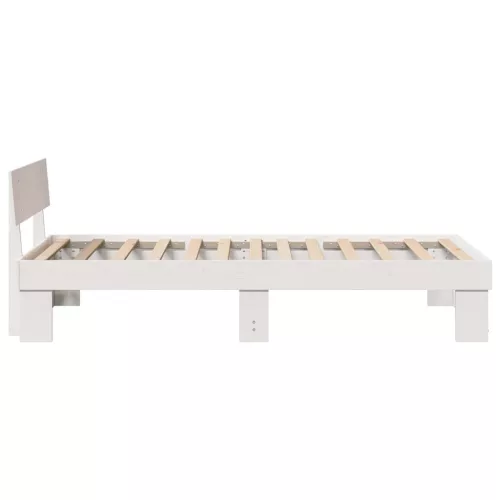 Ágykeret fejtámlával Fehér 90 x 200 cm Tömör fenyőfa