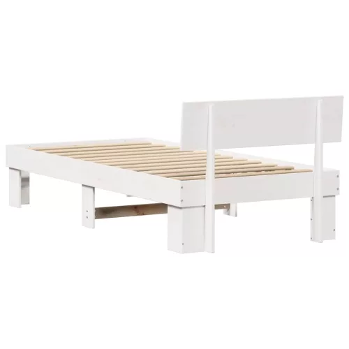 Ágykeret fejtámlával Fehér 90 x 200 cm Tömör fenyőfa