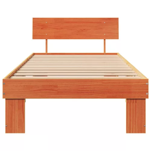 Ágykeret fejtámlával Viaszbarna 90 x 200 cm Tömör fenyőfa