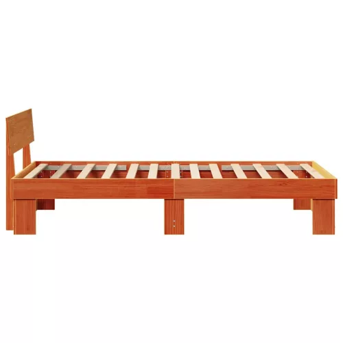 Ágykeret fejtámlával Viaszbarna 90 x 200 cm Tömör fenyőfa