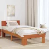 Ágykeret fejtámlával Viaszbarna 80 x 200 cm Tömör fenyőfa