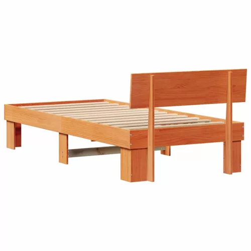 Ágykeret fejtámlával Viaszbarna 80 x 200 cm Tömör fenyőfa