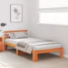 Ágykeret fejtámlával Barna 90 x 190 cm Tömör fenyőfa