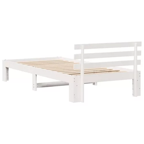 Ágykeret fejtámlával Fehér 75 x 190 cm Tömör fenyőfa