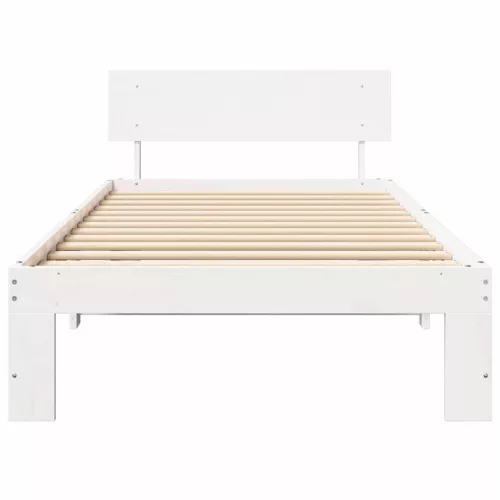 Ágykeret fejtámlával Fehér 100 x 200 cm Tömör fenyőfa