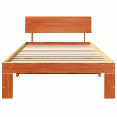 Ágykeret fejtámlával Barna 100 x 200 cm Tömör fenyőfa