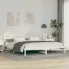 Ágykeret LED -es lámpákkal Fehér 180 x 200 cm Tömör fenyőfa