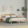 Ágykeret LED -es lámpákkal Barna 150 x 200 cm Tömör fenyőfa