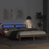 Ágykeret LED -es lámpákkal Barna 150 x 200 cm Tömör fenyőfa