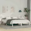 Ágykeret LED -es lámpákkal Fehér 150 x 200 cm Tömör fenyőfa