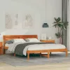 Ágykeret fejtámlával Viaszbarna 140 x 200 cm Tömör fenyőfa
