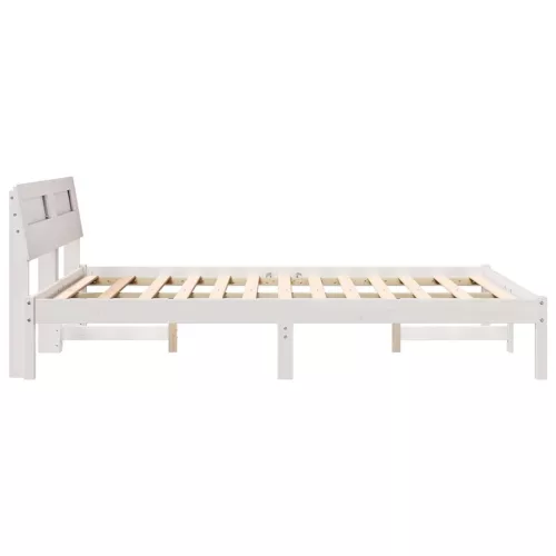 Ágykeret LED -es lámpákkal Fehér 135 x 190 cm Tömör fenyőfa