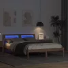 Ágykeret LED -es lámpákkal Barna 120 x 190 cm Tömör fenyőfa