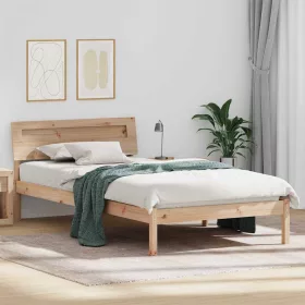   Ágykeret LED -es lámpákkal Barna 80 x 200 cm Tömör fenyőfa