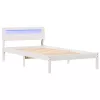 Ágykeret LED -es lámpákkal Fehér 80 x 200 cm Tömör fenyőfa