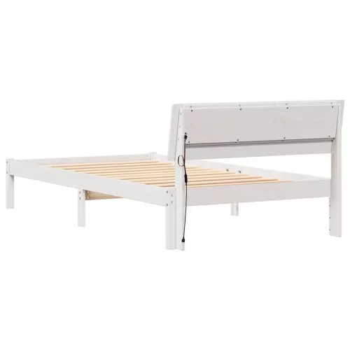 Ágykeret LED -es lámpákkal Fehér 80 x 200 cm Tömör fenyőfa