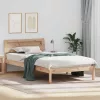Ágykeret LED -es lámpákkal Barna 90 x 190 cm Tömör fenyőfa