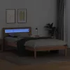 Ágykeret LED -es lámpákkal Barna 90 x 190 cm Tömör fenyőfa