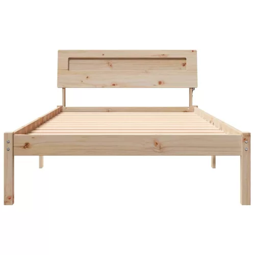Ágykeret LED -es lámpákkal Barna 90 x 190 cm Tömör fenyőfa