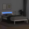 Ágykeret LED -es lámpákkal Fehér 90 x 190 cm Tömör fenyőfa