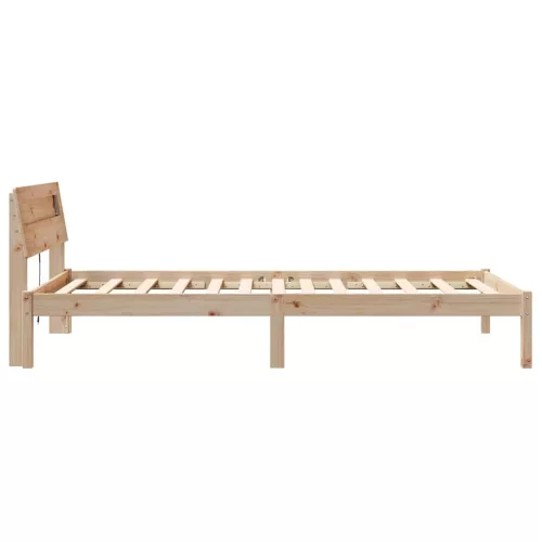 Ágykeret LED -es lámpákkal Barna 75 x 190 cm Tömör fenyőfa