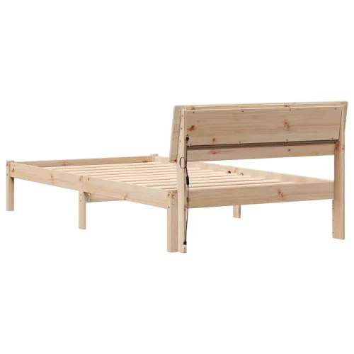 Ágykeret LED -es lámpákkal Barna 75 x 190 cm Tömör fenyőfa