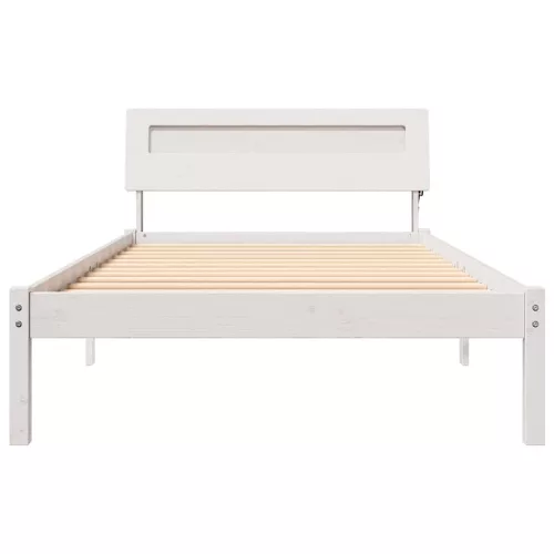 Ágykeret LED -es lámpákkal Fehér 75 x 190 cm Tömör fenyőfa