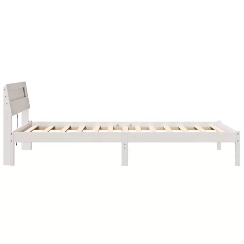 Ágykeret LED -es lámpákkal Fehér 75 x 190 cm Tömör fenyőfa